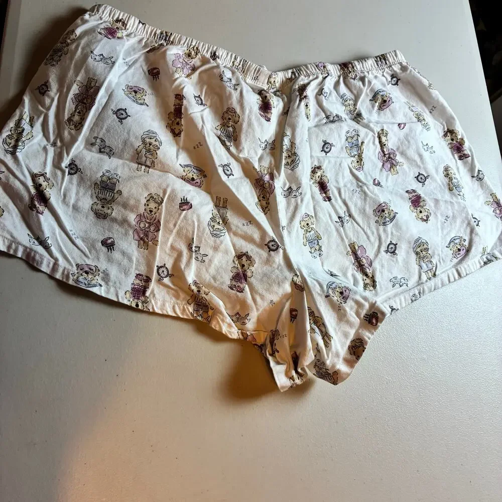 Hollister Sleep Teddy Bear Pajama Shorts Women's Large 100% Cotton Lounge